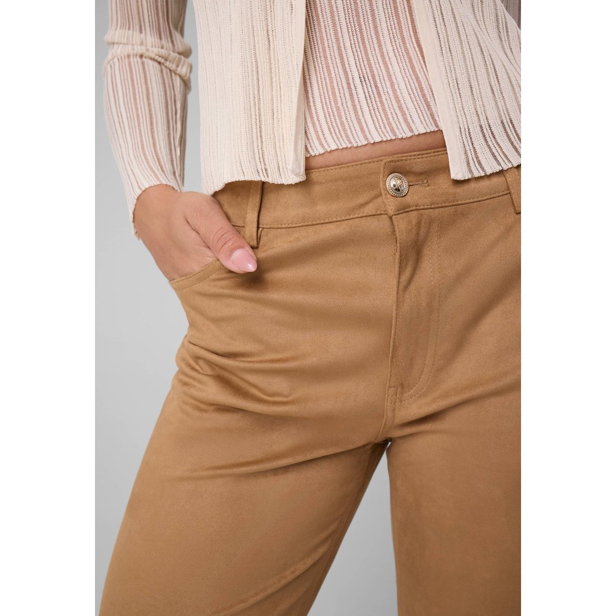 Pantalon Taille Mi-Haute Straight marron, GUESS