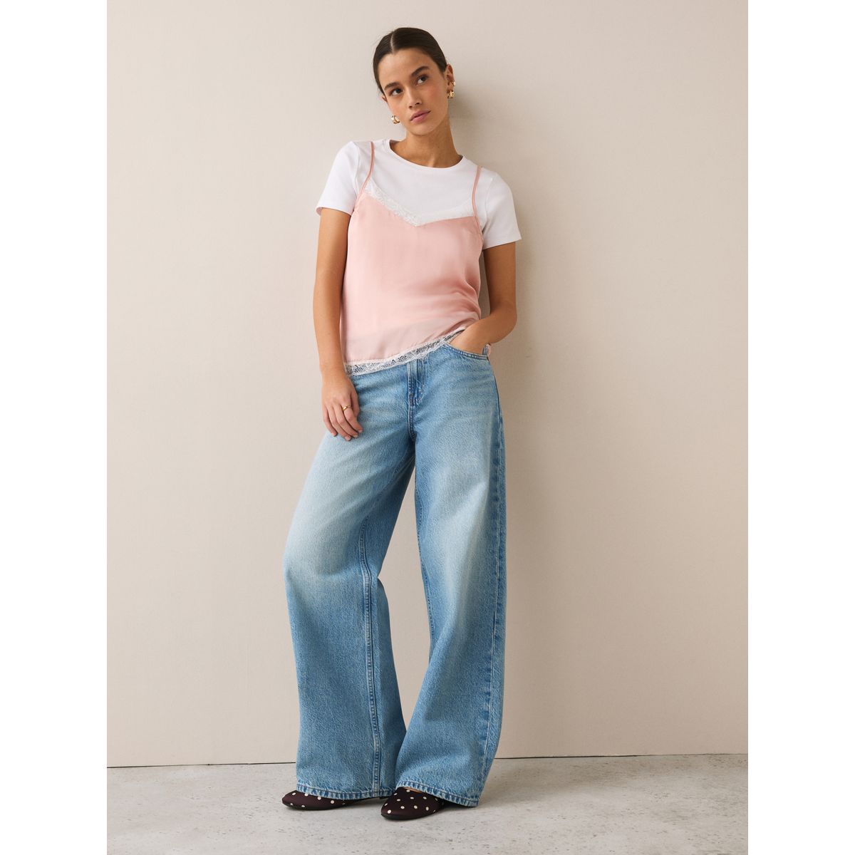 Jean large, lot de 2 bleu clair/marron chocolat, NEXT