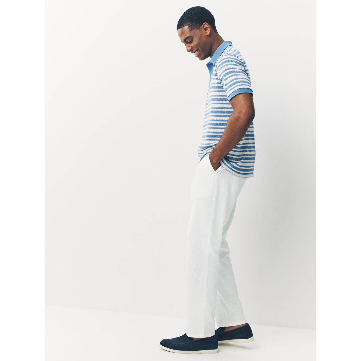 Pantalon en mélange de lin blanc, NEXT