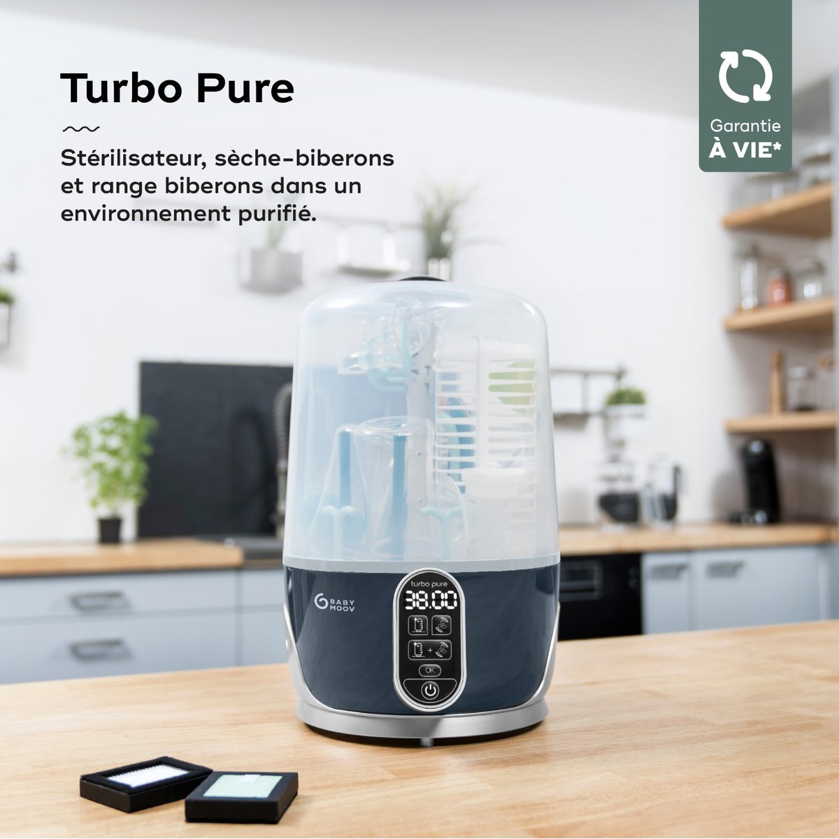 Stérilisateur sèche biberons Turbo Pure bleu, BABYMOOV