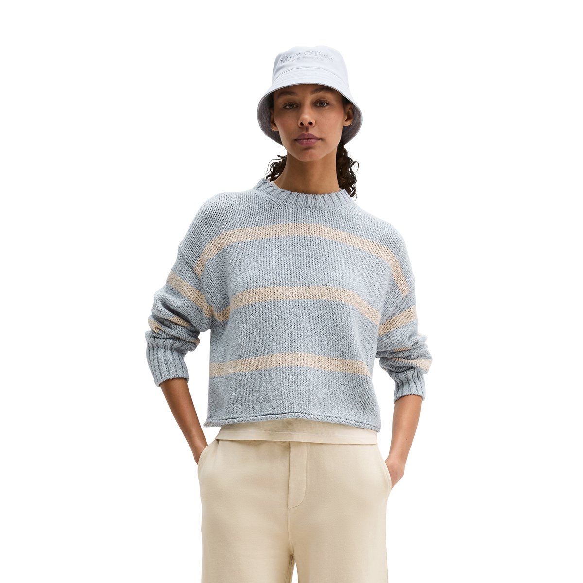 Pull oversize en coton mélangé de haute qualité bleu clair, MARC O'POLO