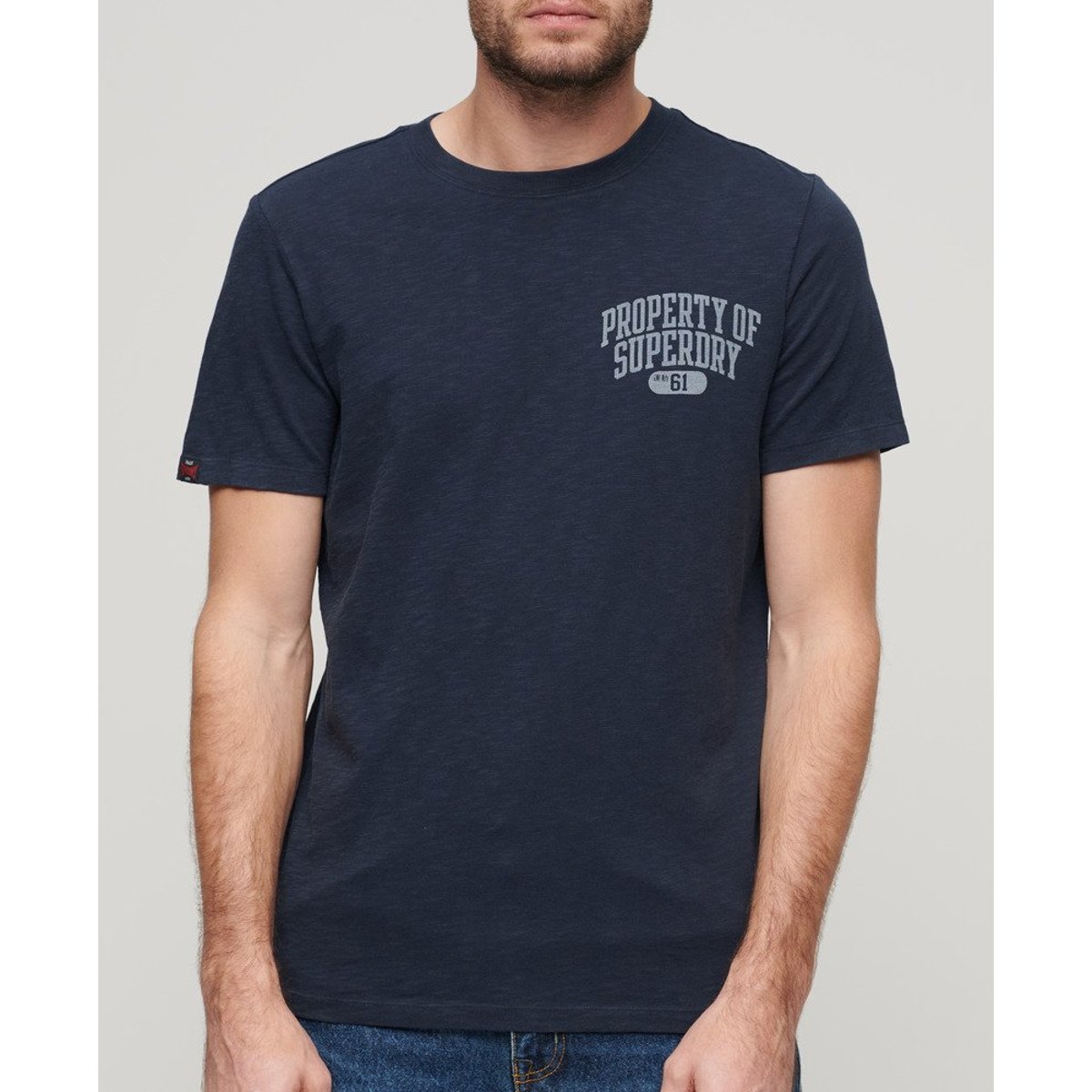 T-shirt à motif Athletic College bleu marine éclipse flammé, SUPERDRY