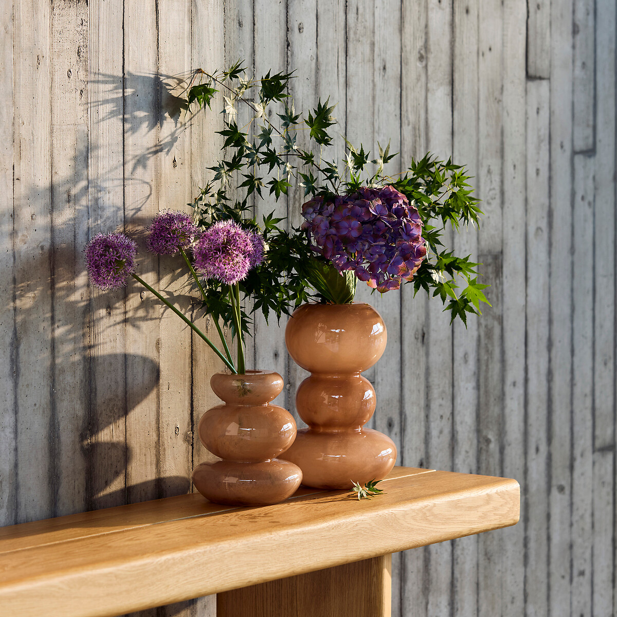 Vase en verre soufflé à la bouche, hauteur 29,6 cm, FYSA praline, AM.PM