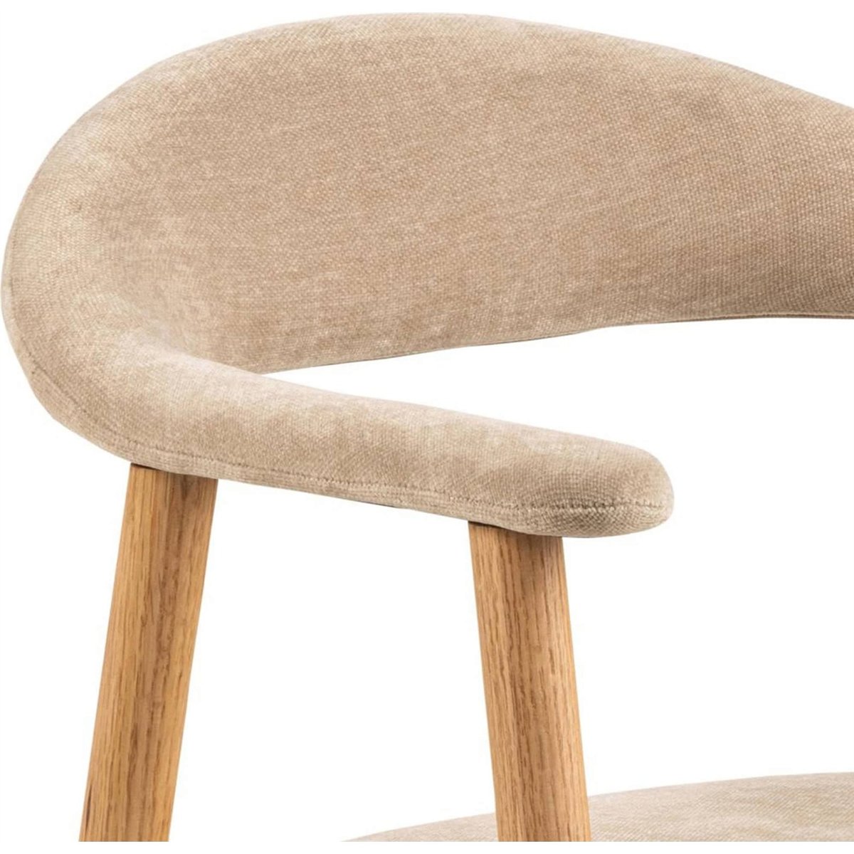 Chaise scandinave chenille et chêne SETTLICA beige chaud et chêne naturel, RECOLLECTION