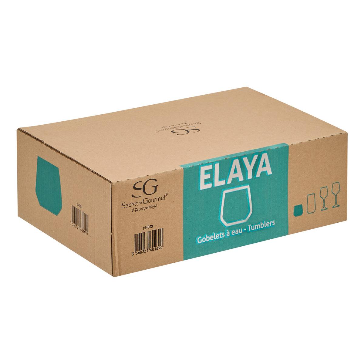 Lot de 6 verres bas en verre 34 cl ELAYA transparent, SECRET DE GOURMET