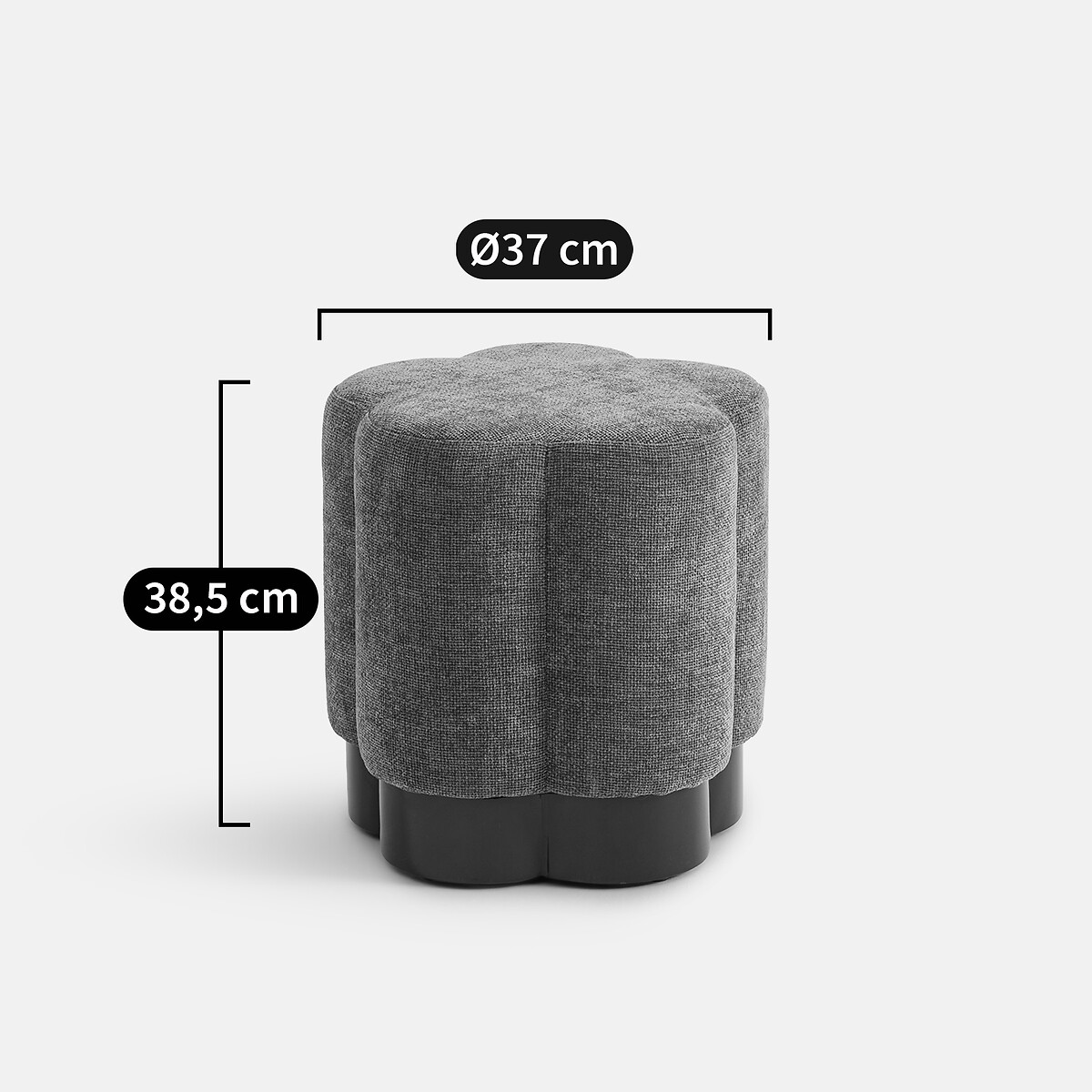 Pouf in velluto rasato, base laccata, JUSTY bordeaux/marron, LA REDOUTE INTERIEURS