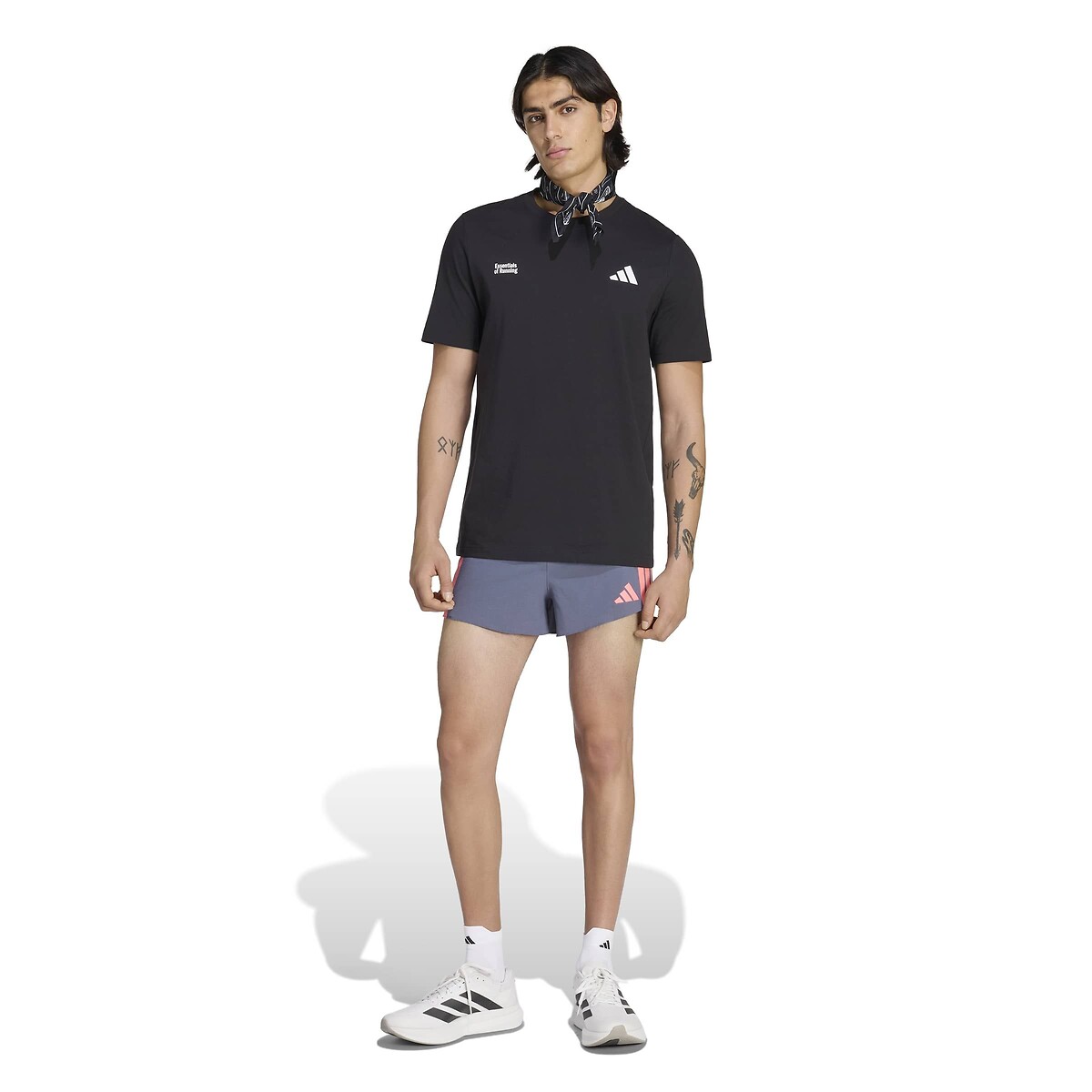 Short de running, slim, ADIZERO gris/rouge, adidas Performance