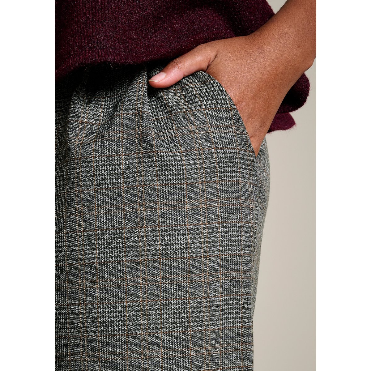 Pantalon large à carreaux gris fonce, LOLALIZA