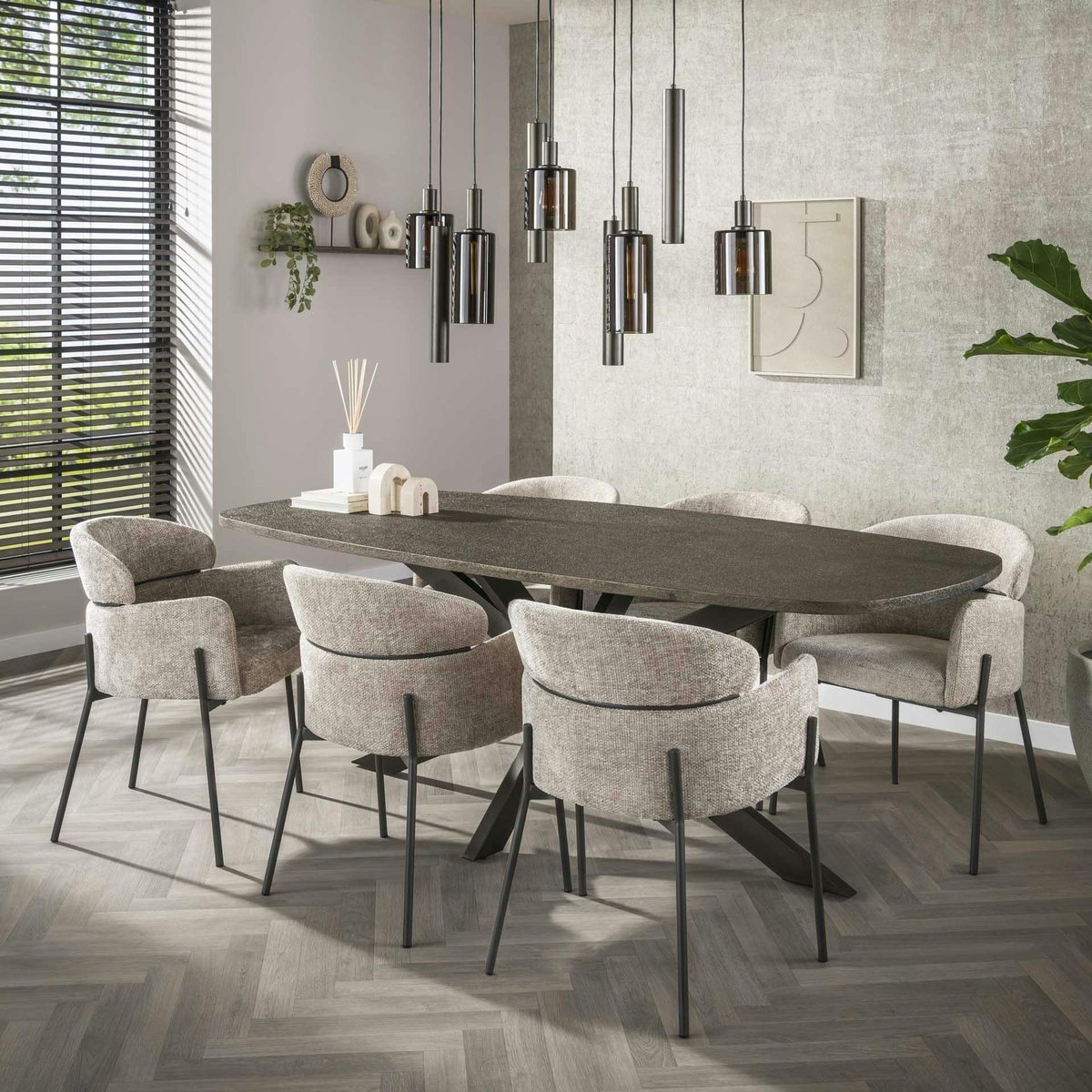 Suspension îlot cuisine verre brun et métal 9 lampes NOVA marron, PIER IMPORT