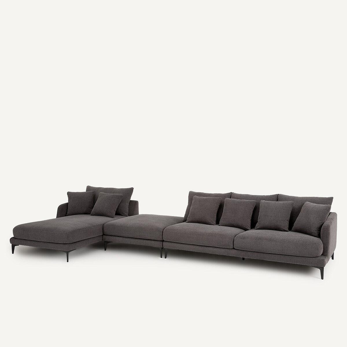 Chaise longue in poliestere effetto tessuto intrecciato, MODERNISTE, design Emmanuel Gallina antracite, EMMANUEL GALLINA X AM.PM