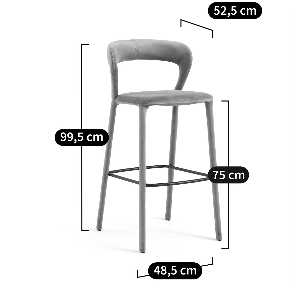 Chaise de bar en velours, Sama camel, AM.PM