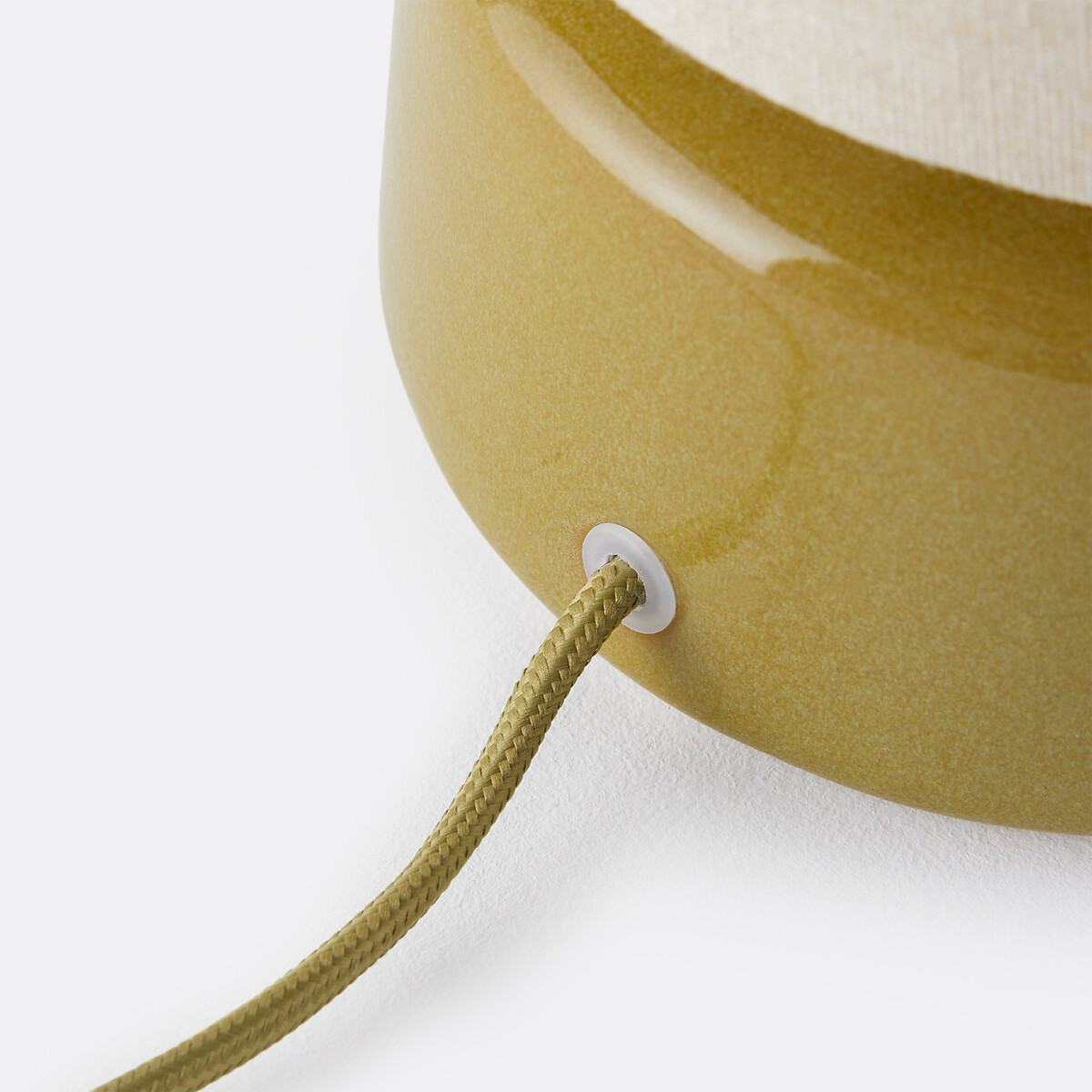 Lampe à poser, en céramique et lin, hauteur 35 cm, AMAGA vert, LA REDOUTE INTERIEURS