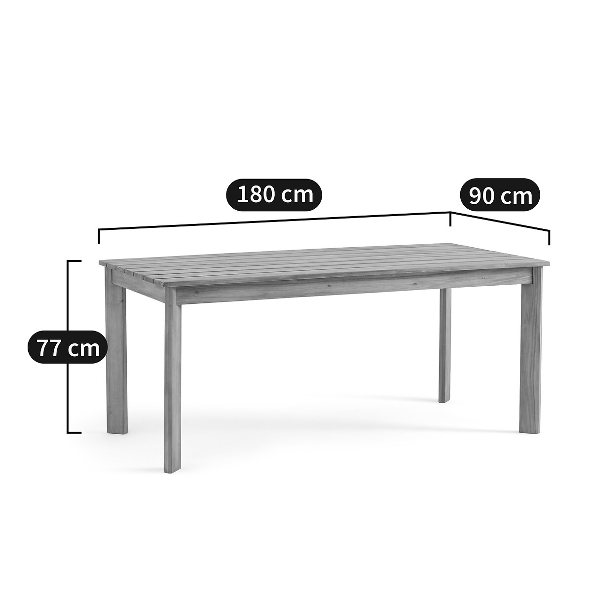 Table de jardin rectangulaire en acacia, Lia marron, LA REDOUTE INTERIEURS