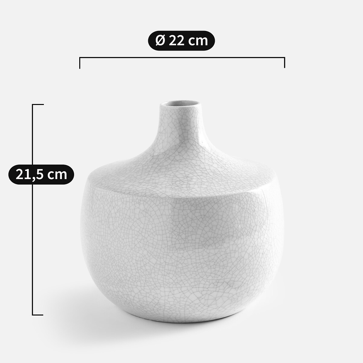 Vase en faïence craquelée, hauteur 21,5 cm, CATANE ecru, AM.PM