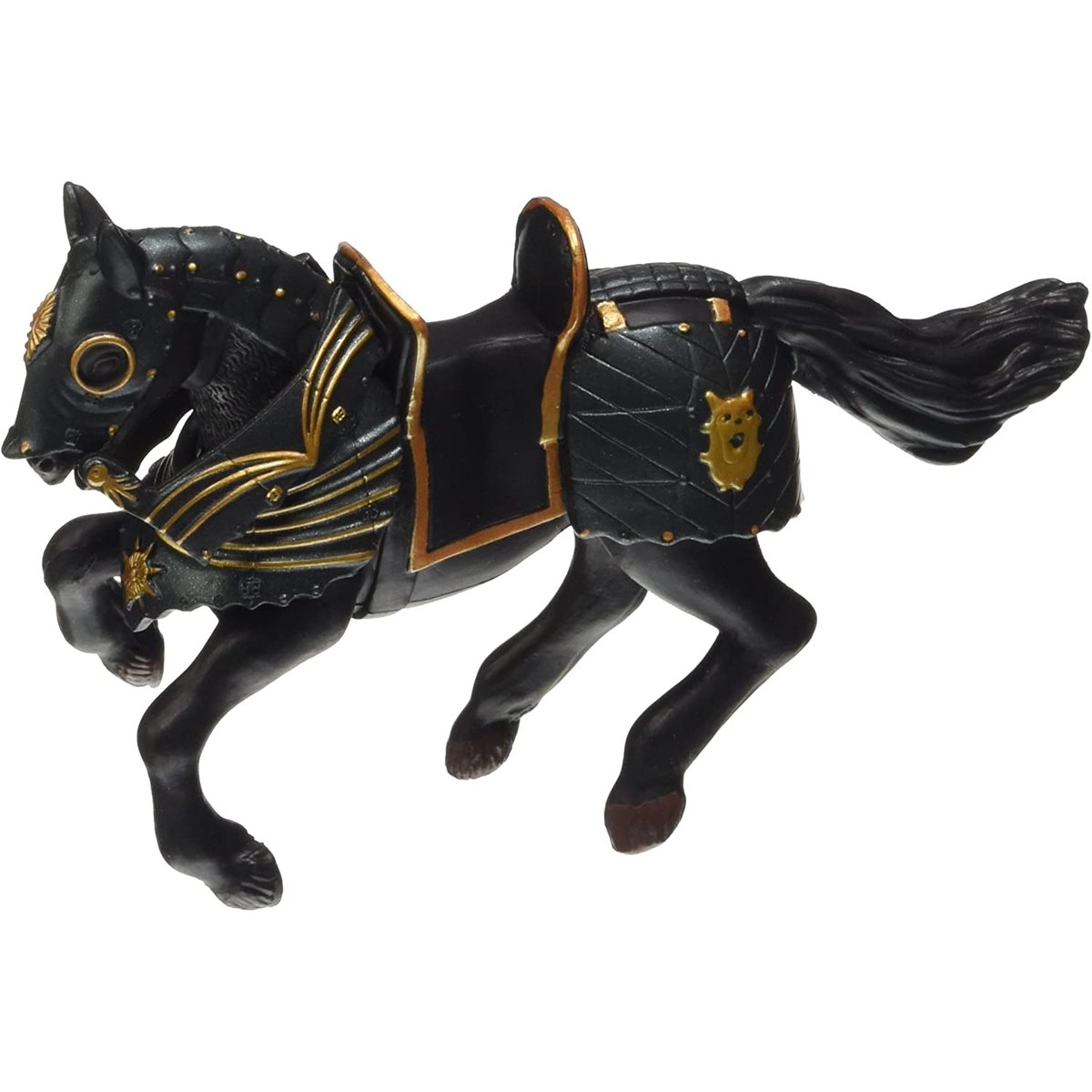 Figurine Cheval du chevalier en armure noire blanc, PAPO