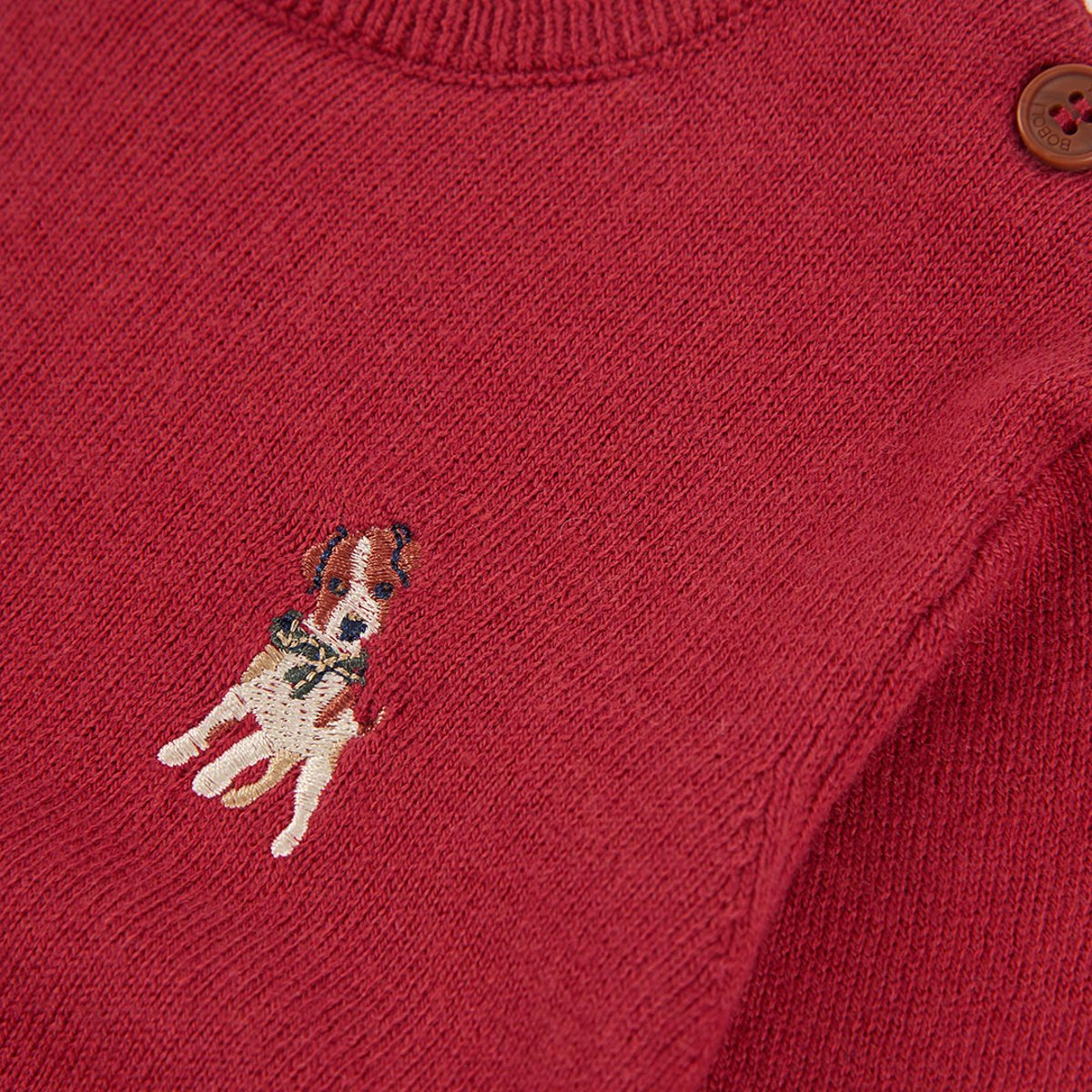 Pull garçon avec broderie chien rouge, BOBOLI