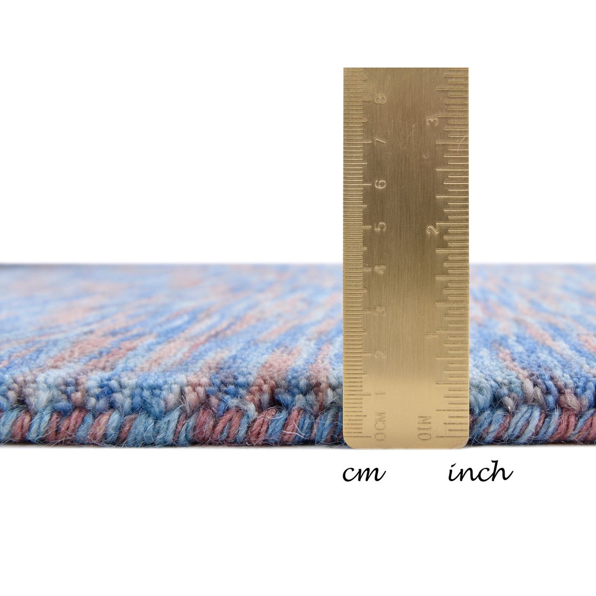 Tapis gabbeh Nebraska tissé main, laine, uni turquoise multicolore, THEKO