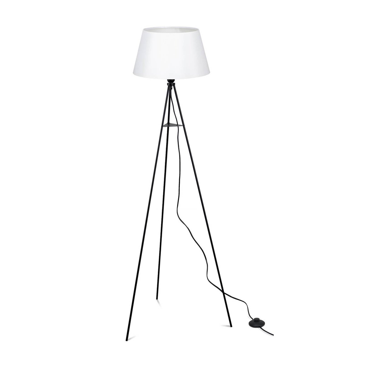 Lampadaire en textile moderne, Elsika blanc, noir, ELC