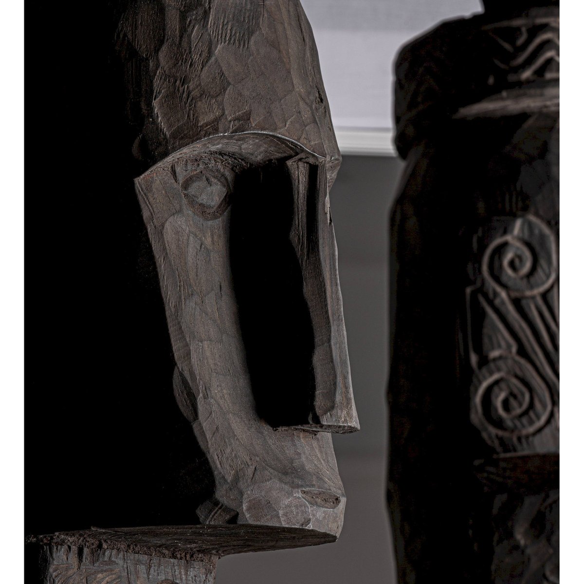 Sculpture de sol en bois sculpté, Lot de 2 marron et noir, RECOLLECTION
