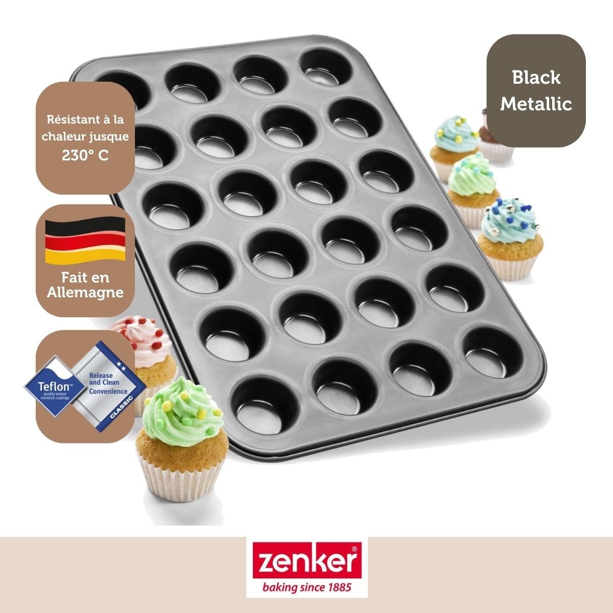 Lot de 2 moules à gâteaux 38,5/26,5 cm Black metallic Black noir, ZENKER