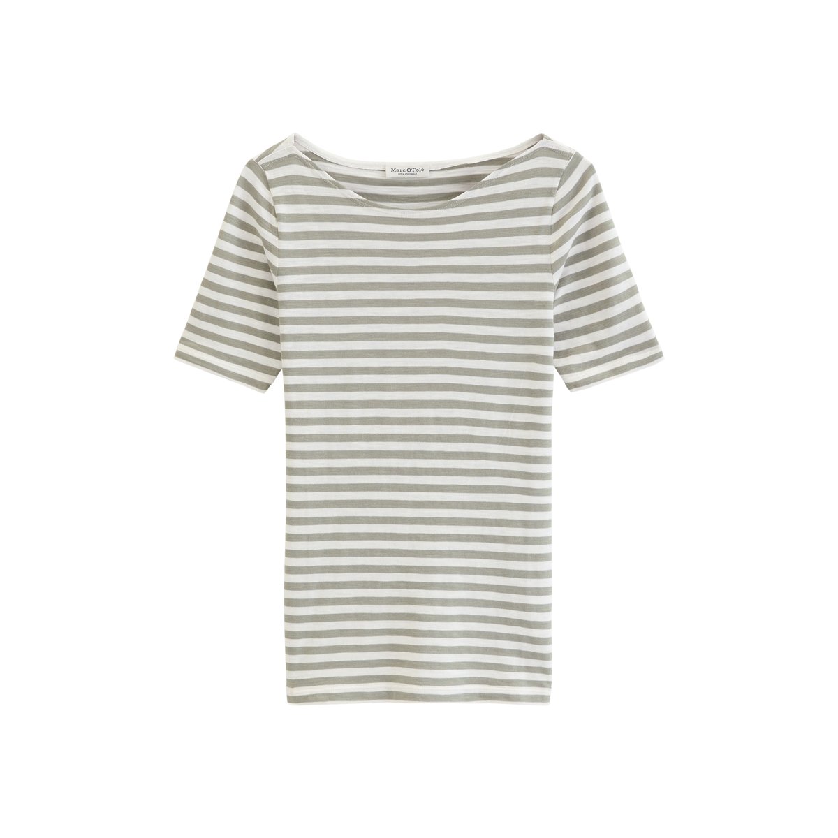 T-shirt rayé régulier en jersey de coton organique gris, MARC O'POLO