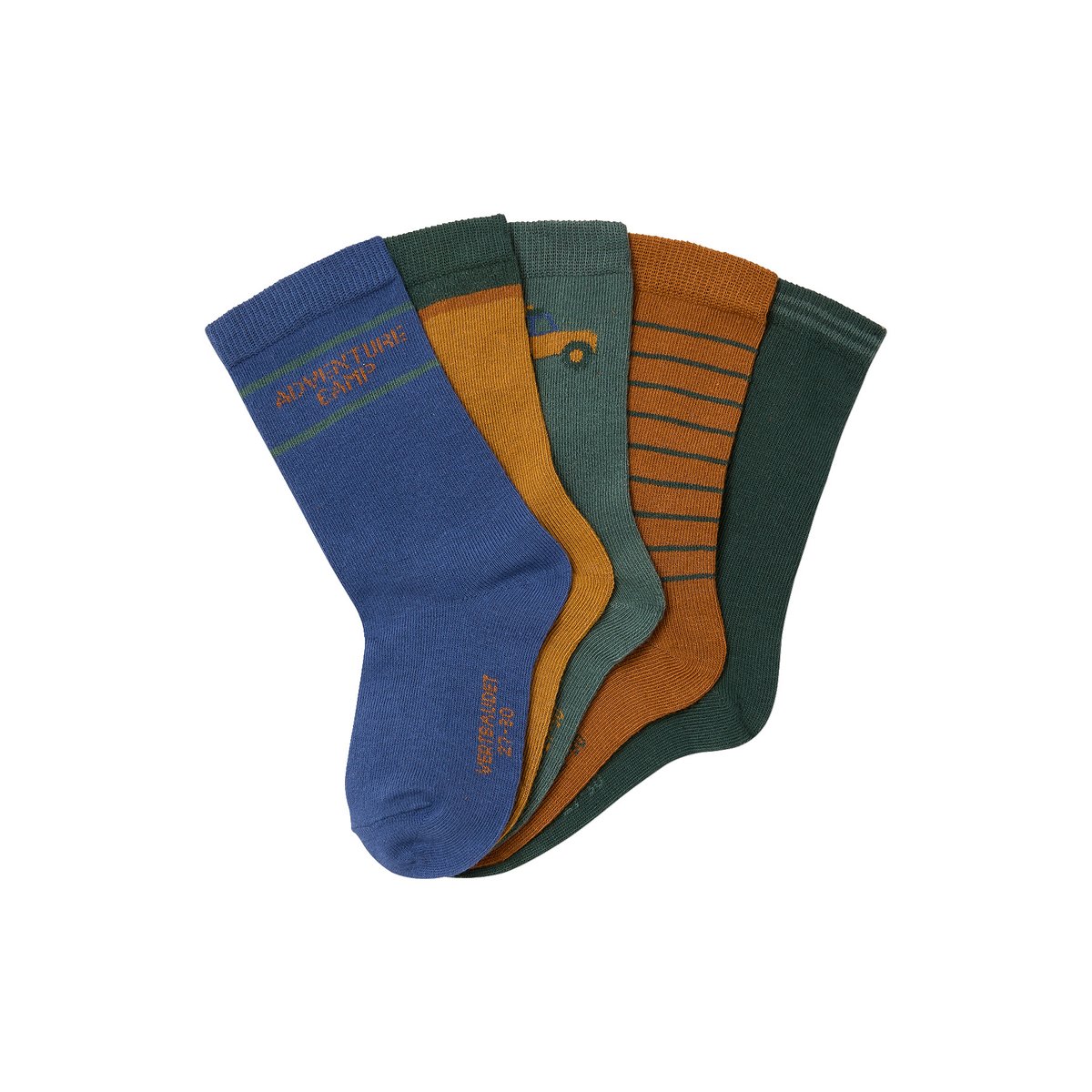 Lot de 5 chaussettes kaki, VERTBAUDET