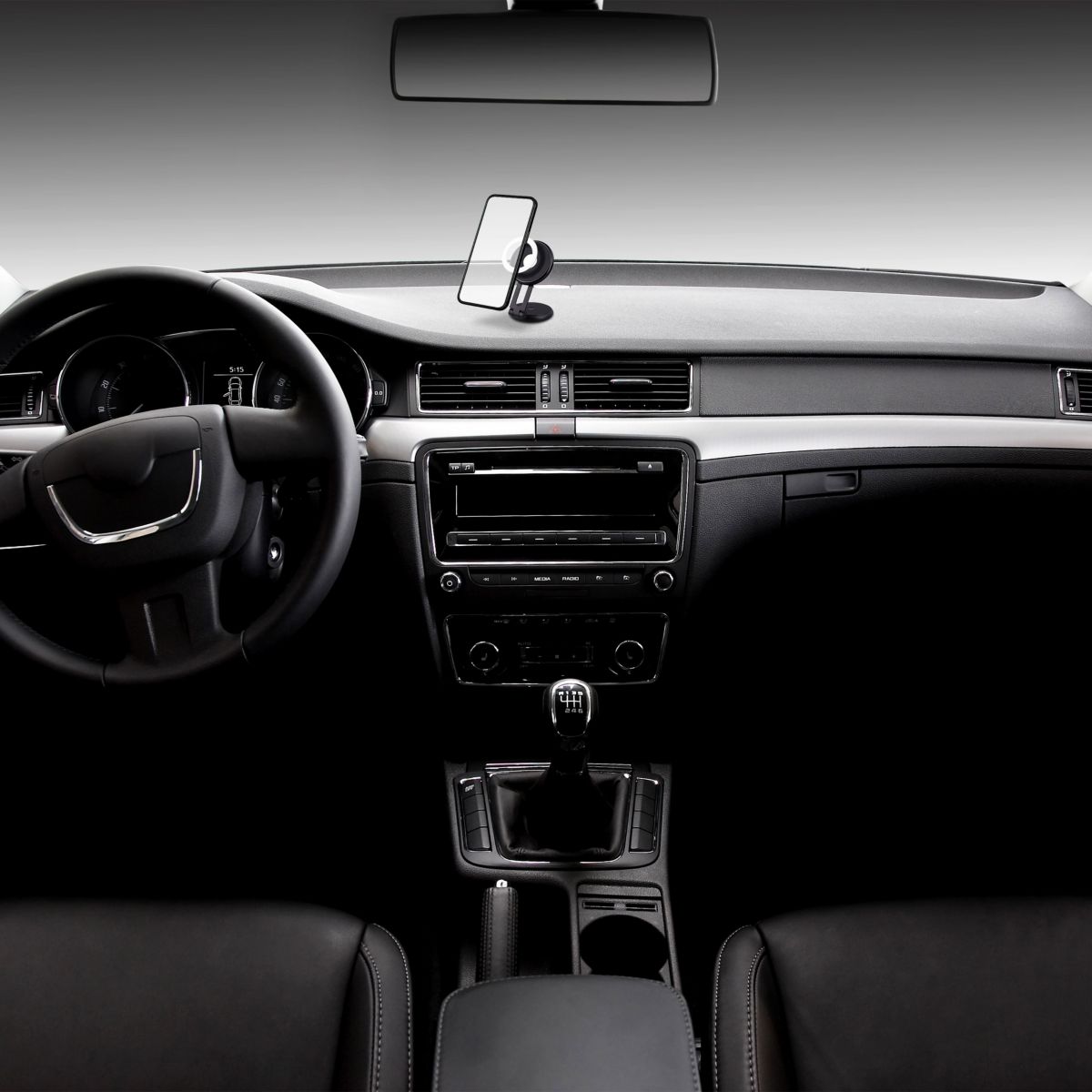 Support smartphone Voiture tableau de bord aimanté noir couleur unique, TNB