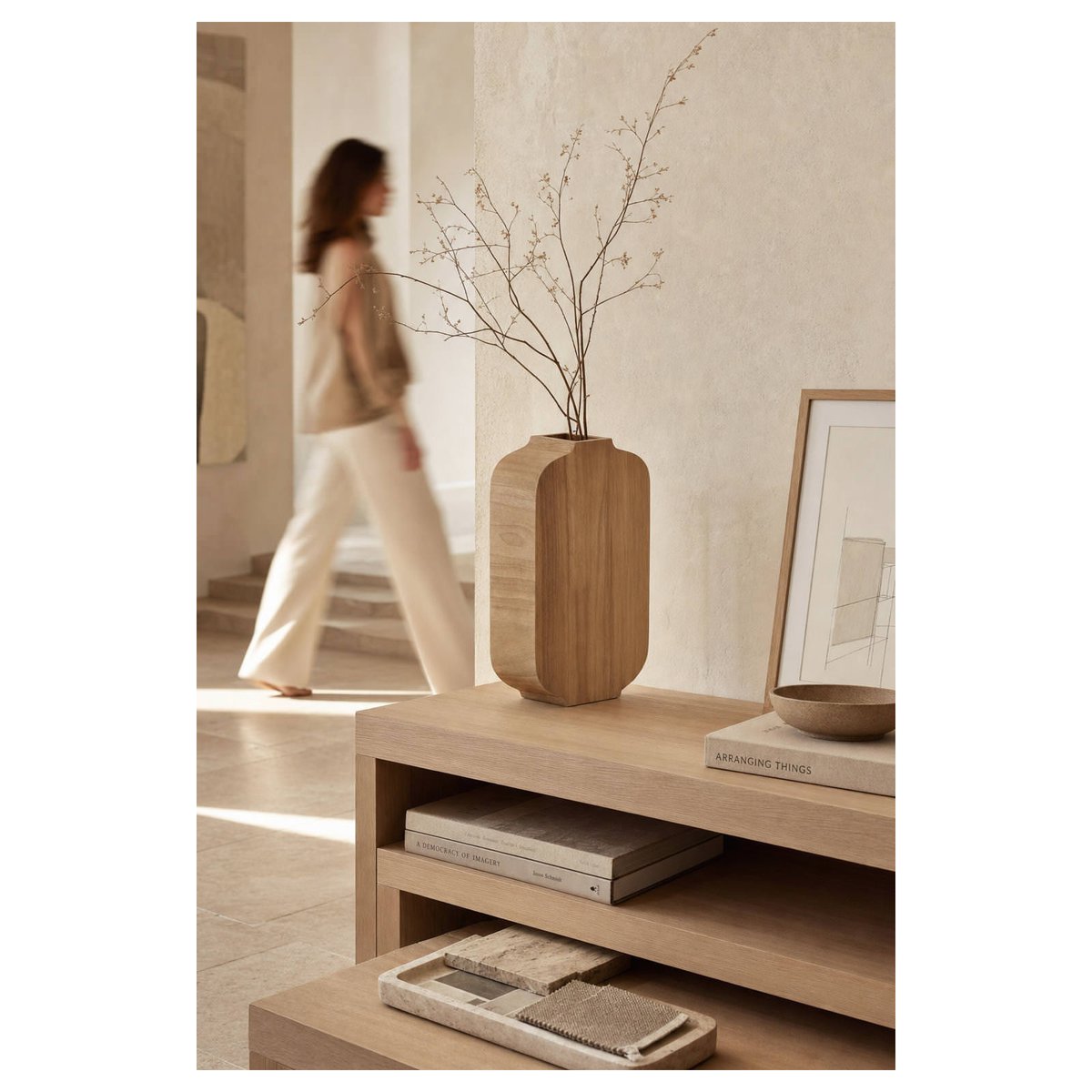 Vase décoratif à silhouette sculpturale naturel, RECOLLECTION