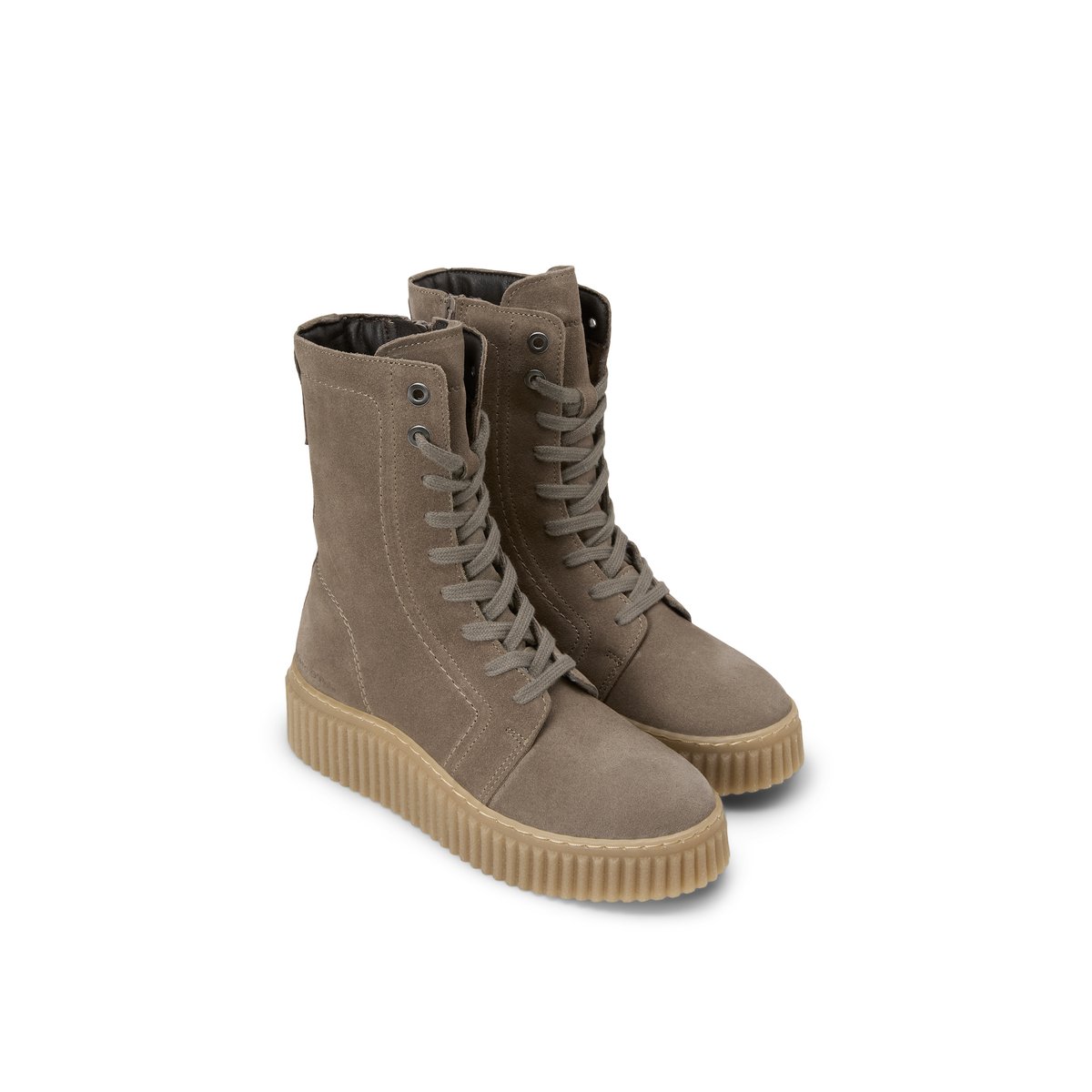 Bottes à lacets, modèle Bianca en cuir velours souple marron clair, MARC O'POLO