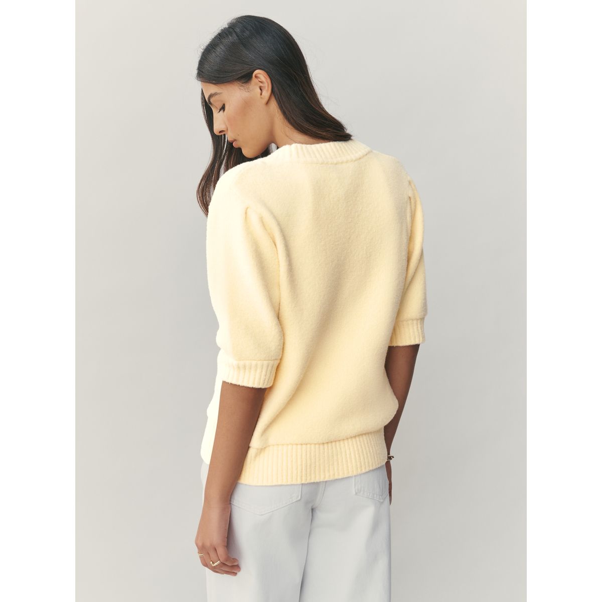 Cardigan à boutons cœurs et manches courtes jaune, NEXT
