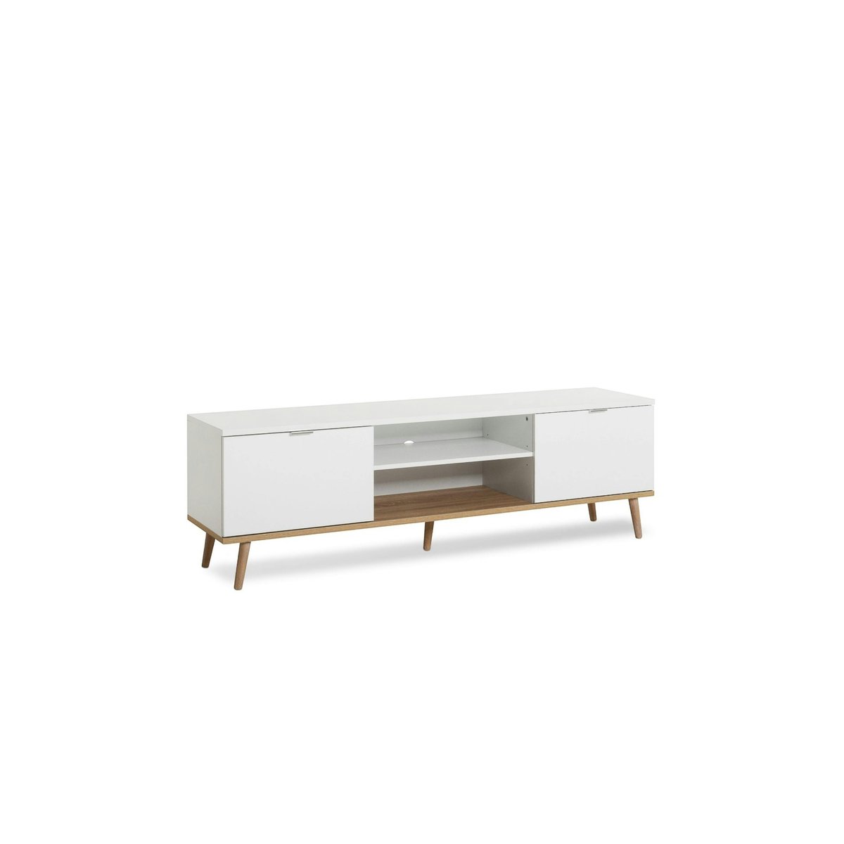 Meuble TV blanc 2 portes style scandinave ALVA blanc, PIER IMPORT