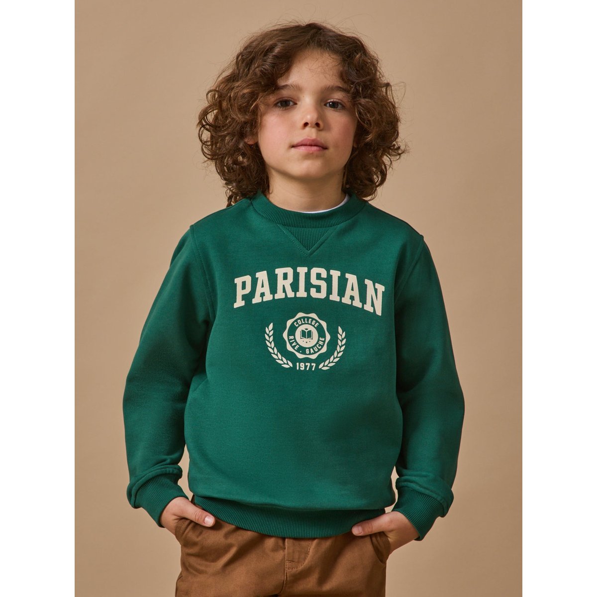 Sweat imprimé - coton biologique vert pin, CYRILLUS