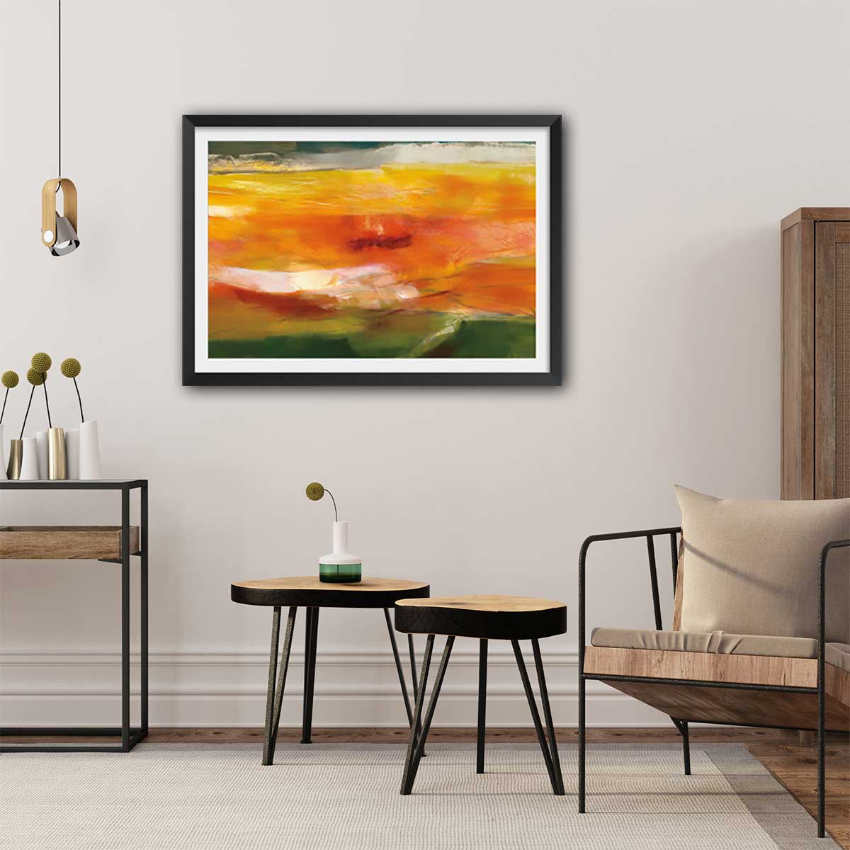 Poster orange seville affiche + cadre en bois - noir, HEXOA