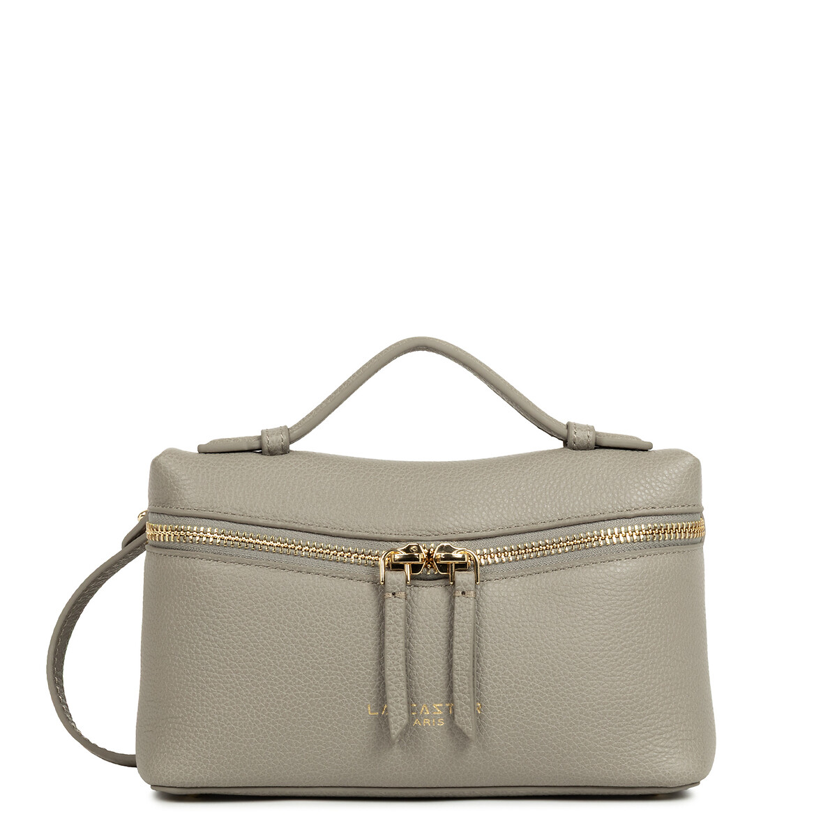 Sac boite zippé S en cuir, MILANO TRESOR mastic, LANCASTER