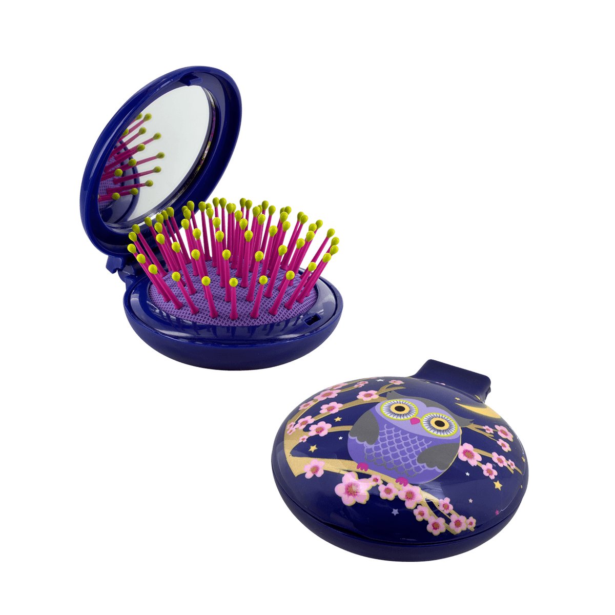 Brosse à cheveux avec miroir  Lady Retro blue owl, PYLONES