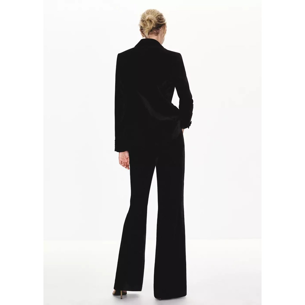Pantalon costume velours noir, MANGO