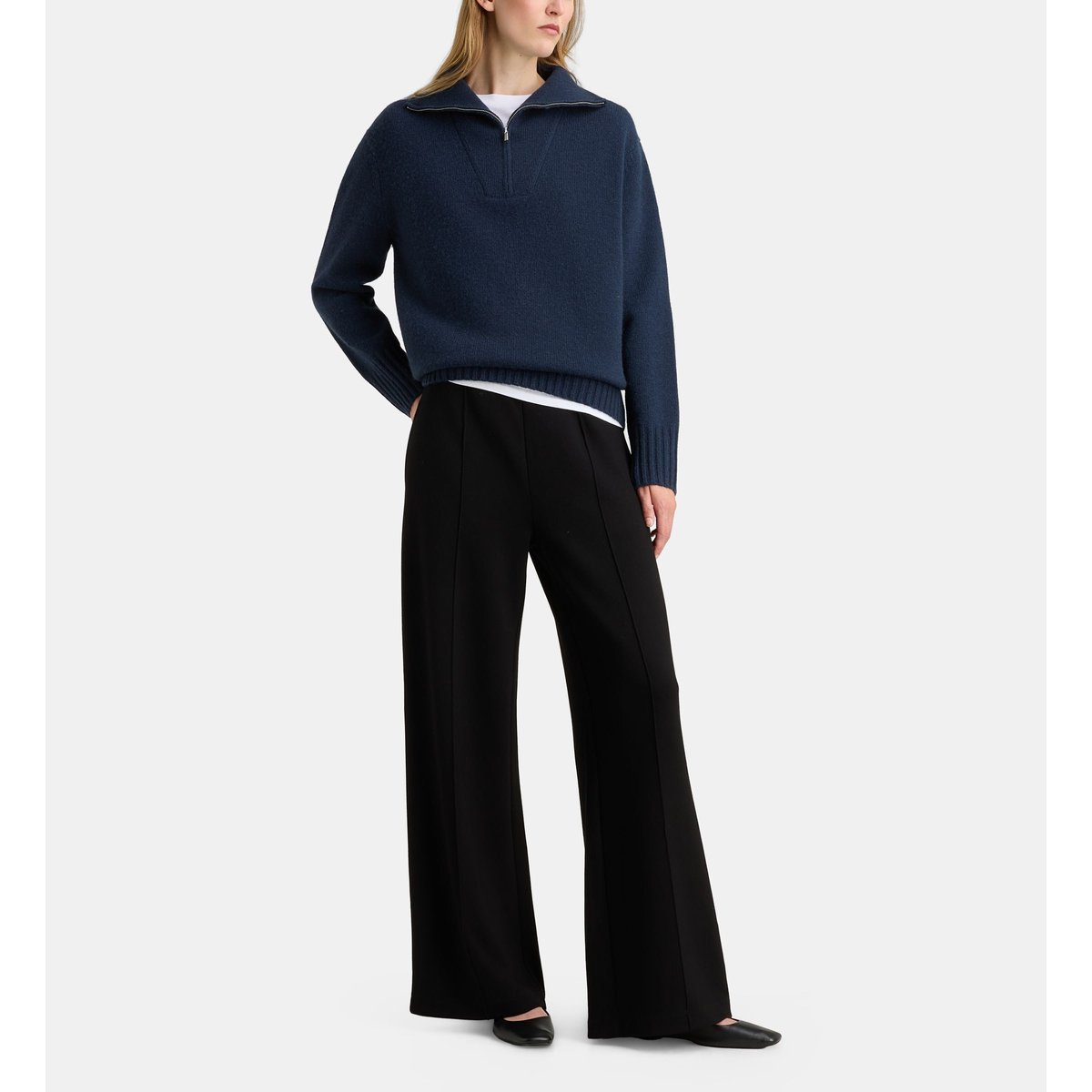 Pull droit floyd col camionneur cachemire bleu marine, GALERIES LAFAYETTE