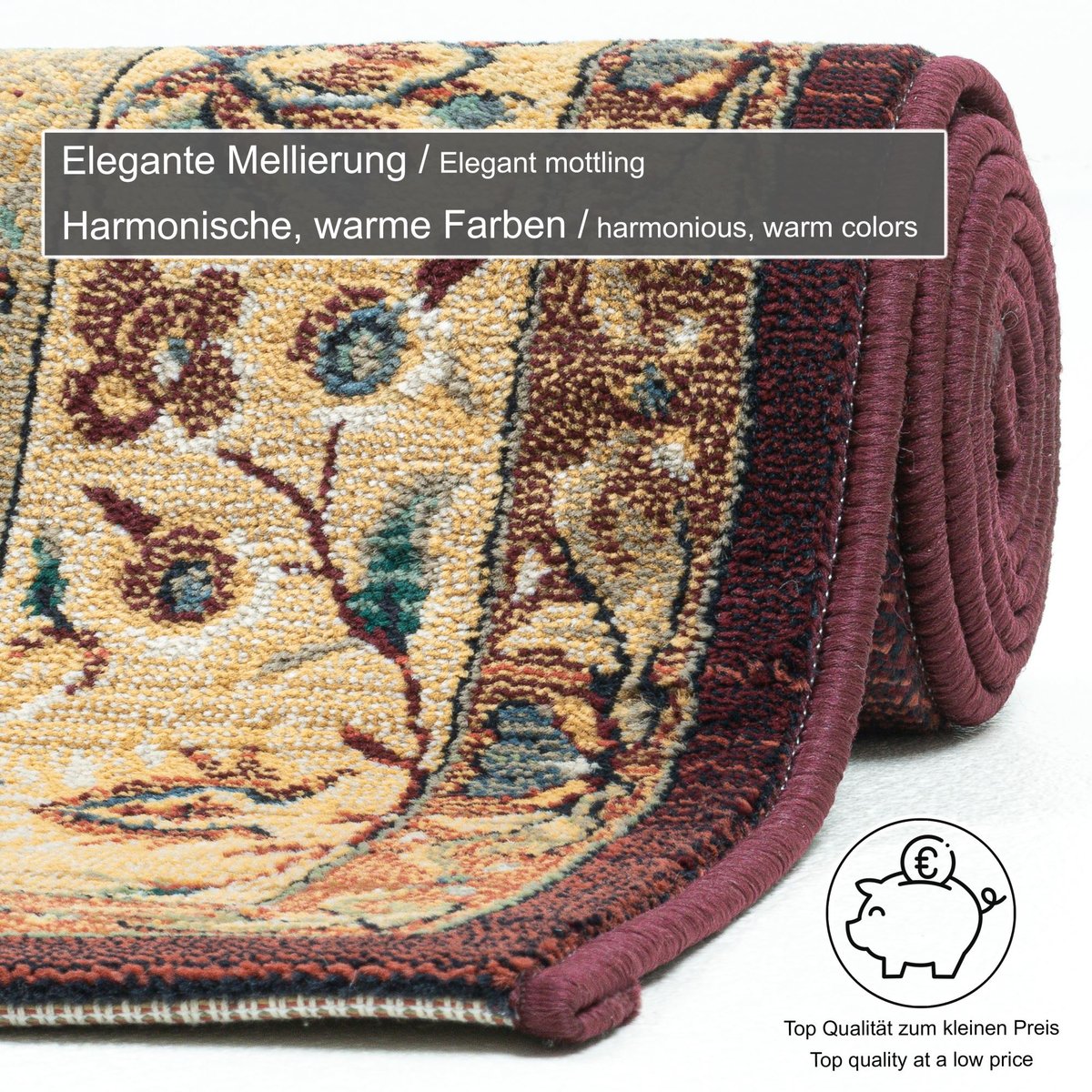 Tapis motif floral - GABIRO rouge, THEKO