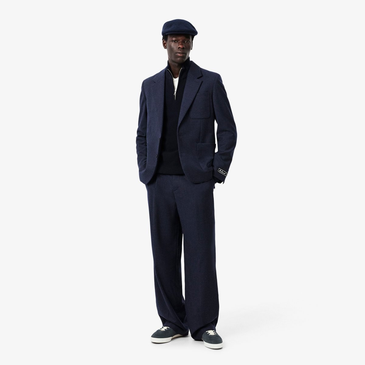 Béret en feutre de laine bleu-166, LACOSTE