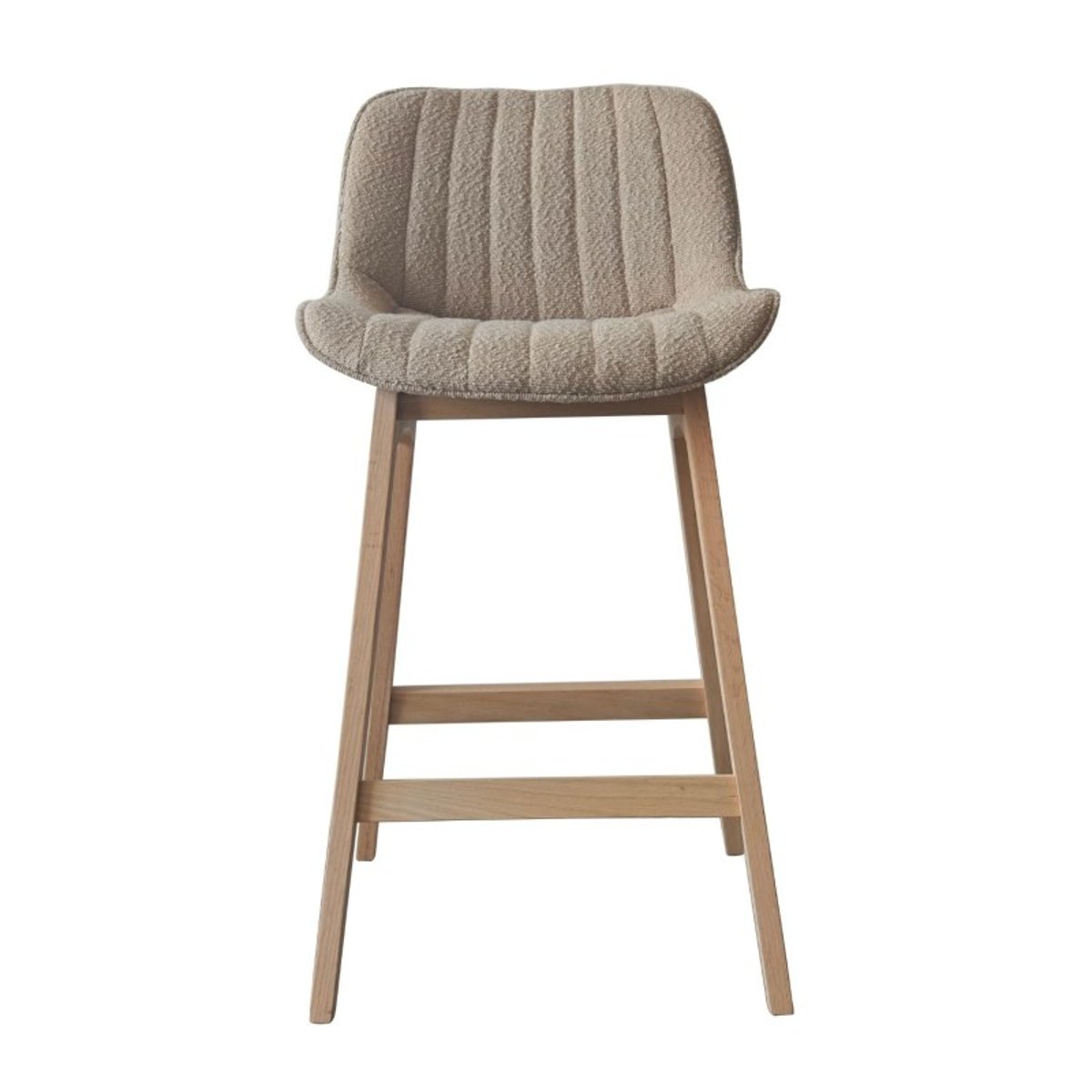 Lot de chaises d'îlot et bar en chêne et assise tissu bouclette 65cm MILK | Lot de 2 beige, MOB IN