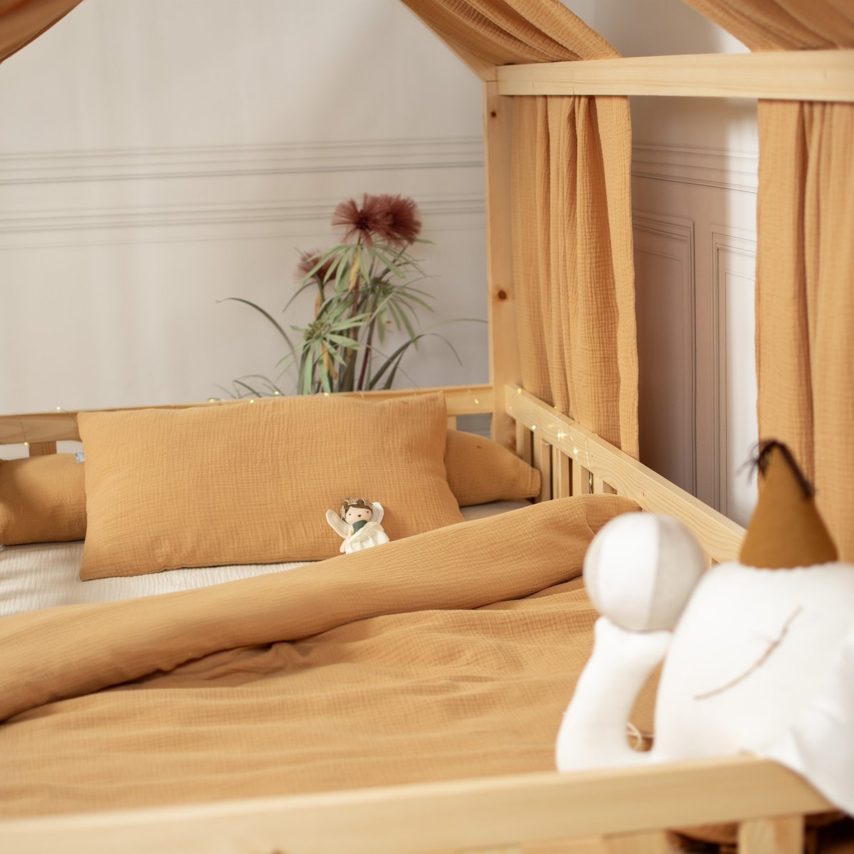Parure de lit, housse de couette et taie d'oreiller JEANNE camel, SEVIRA KIDS