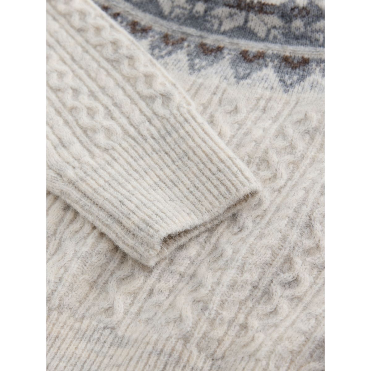 Pull tricot torsadé fairisle écru, NEXT