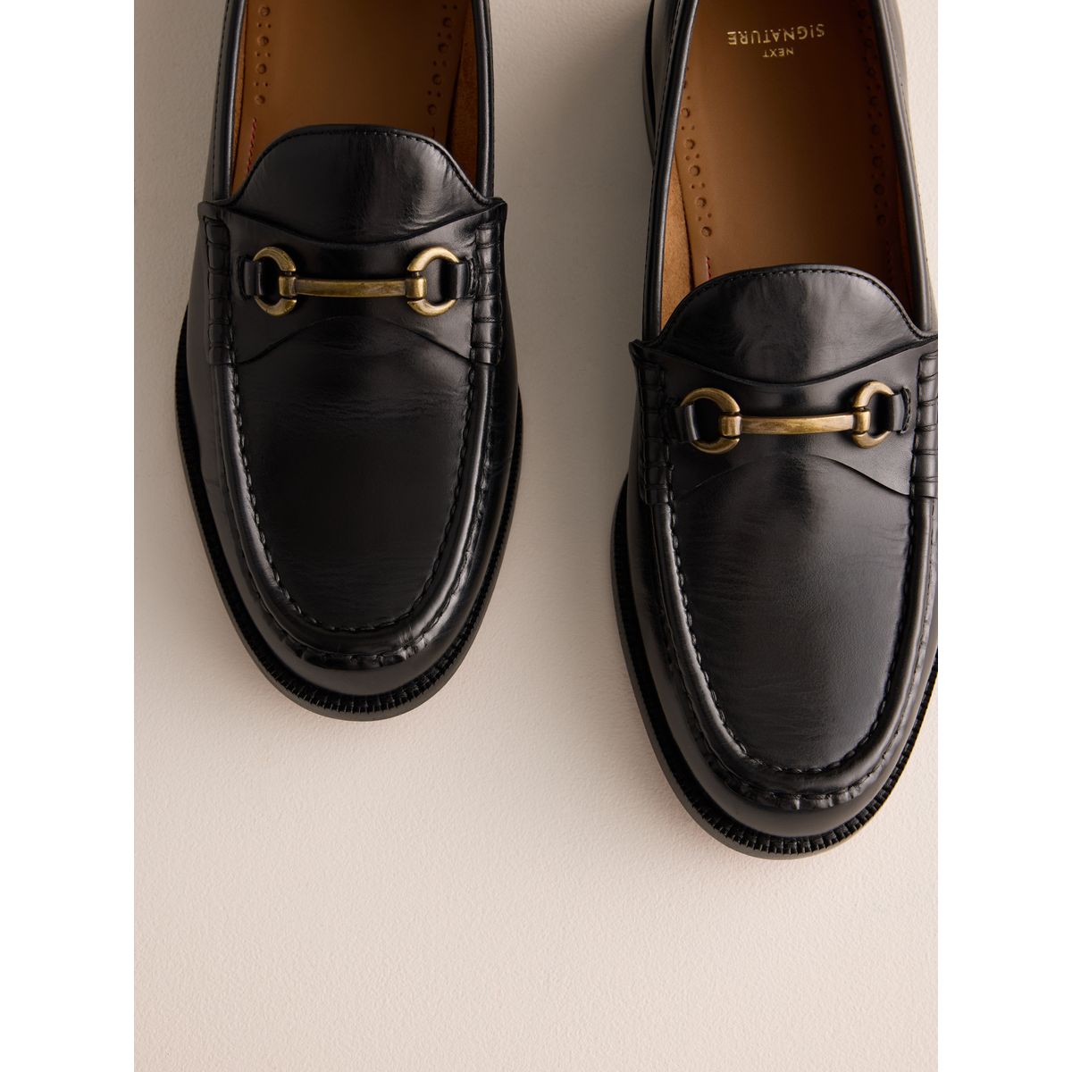 Mocassins à semelle en cuir et mors signature noir, NEXT