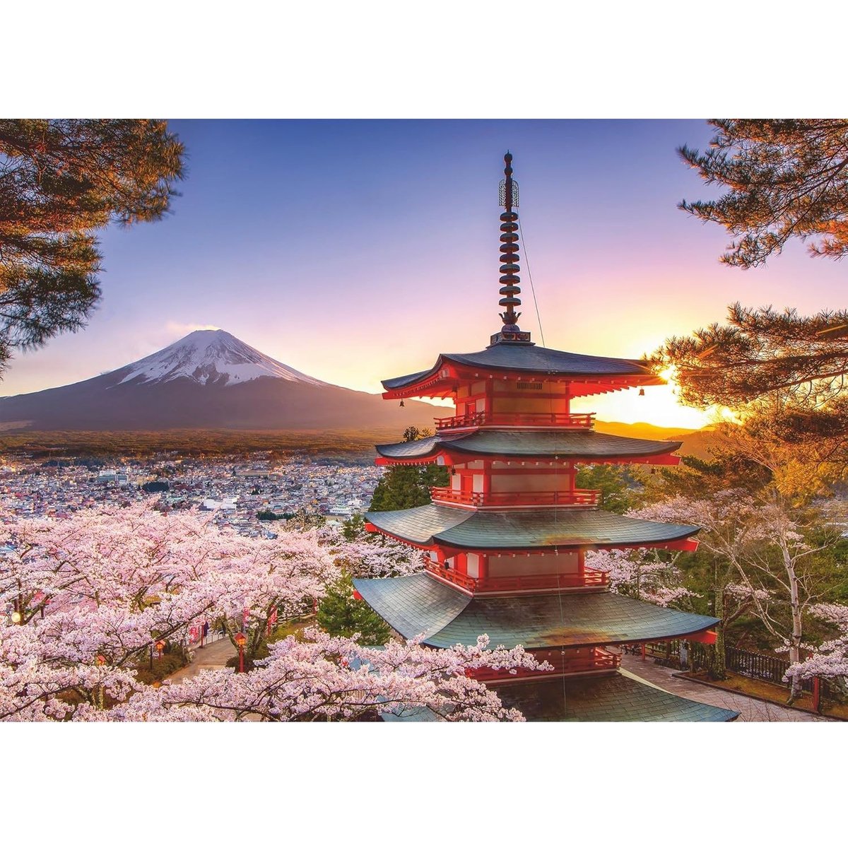 Puzzle Cerisiers en fleurs du Mont Fuji 1000 pcs blanc, RAVENSBURGER