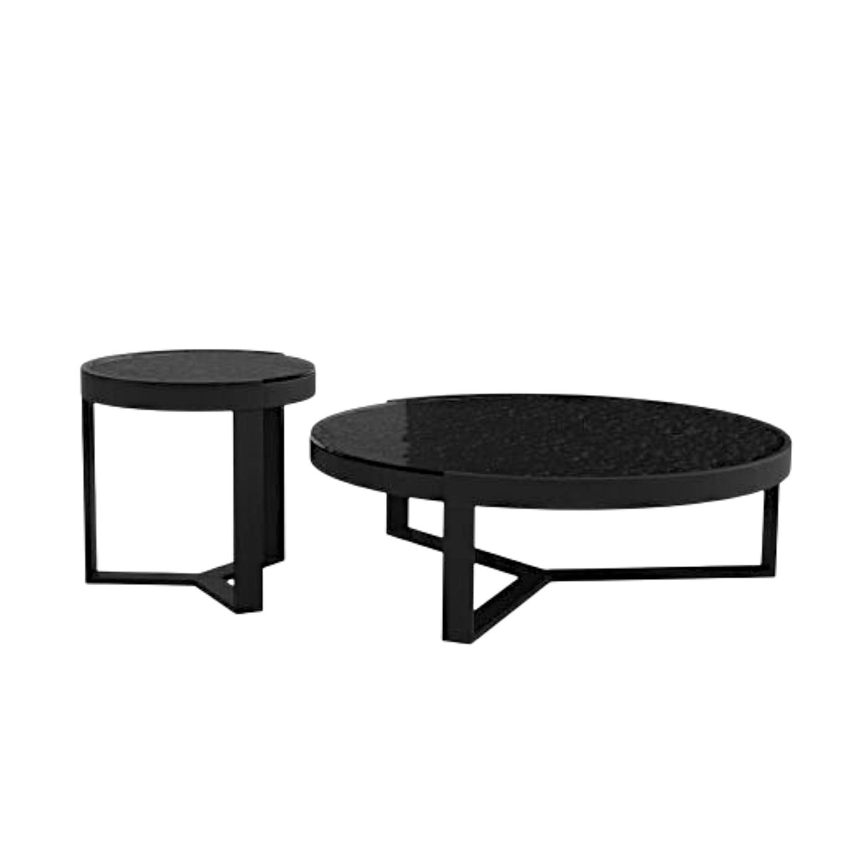 Table basse ronde en verre noir ondulé (lot de 2) LIGURIE noir, PIER IMPORT