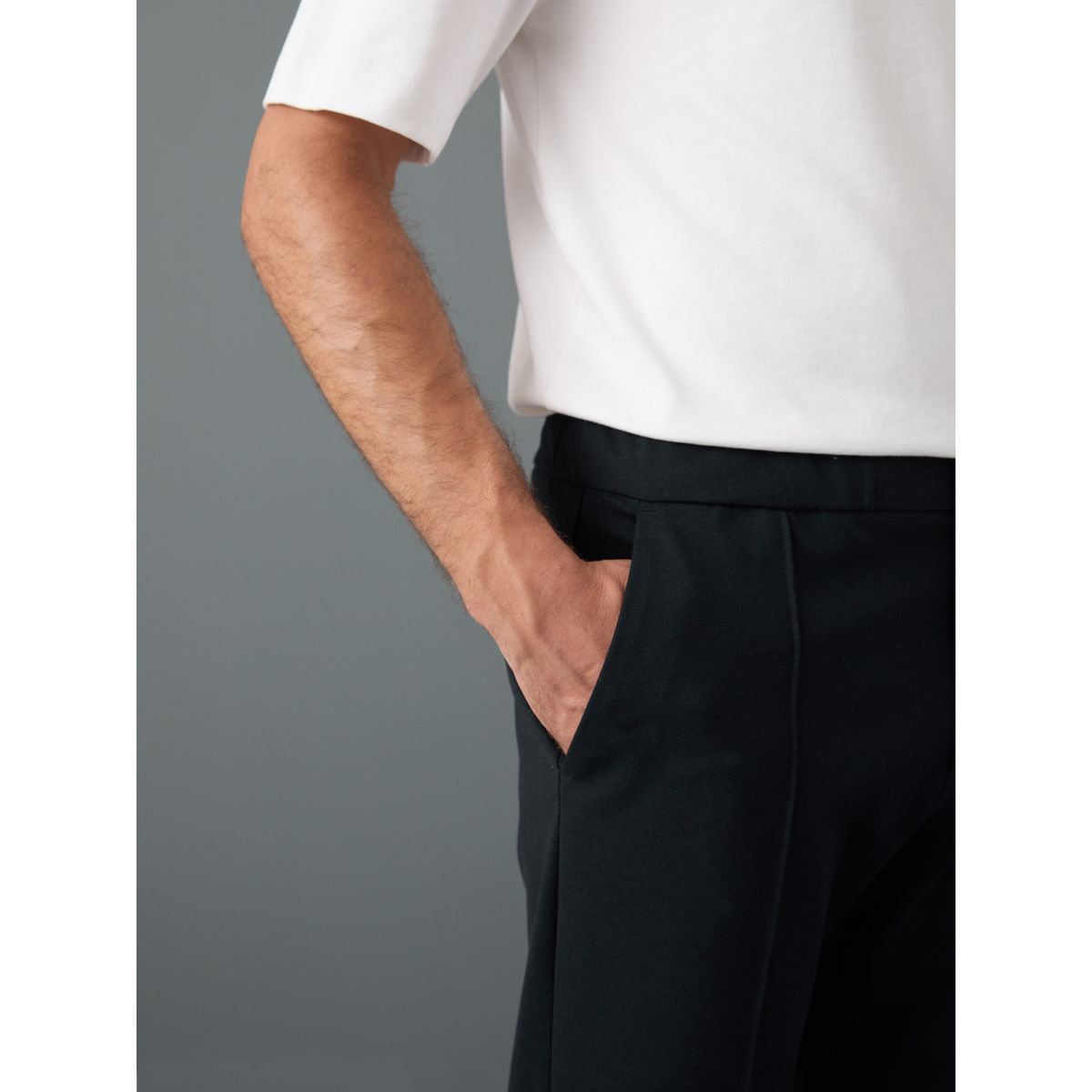 Pantalon habillé à taille élastique et laine bleu marine, NEXT
