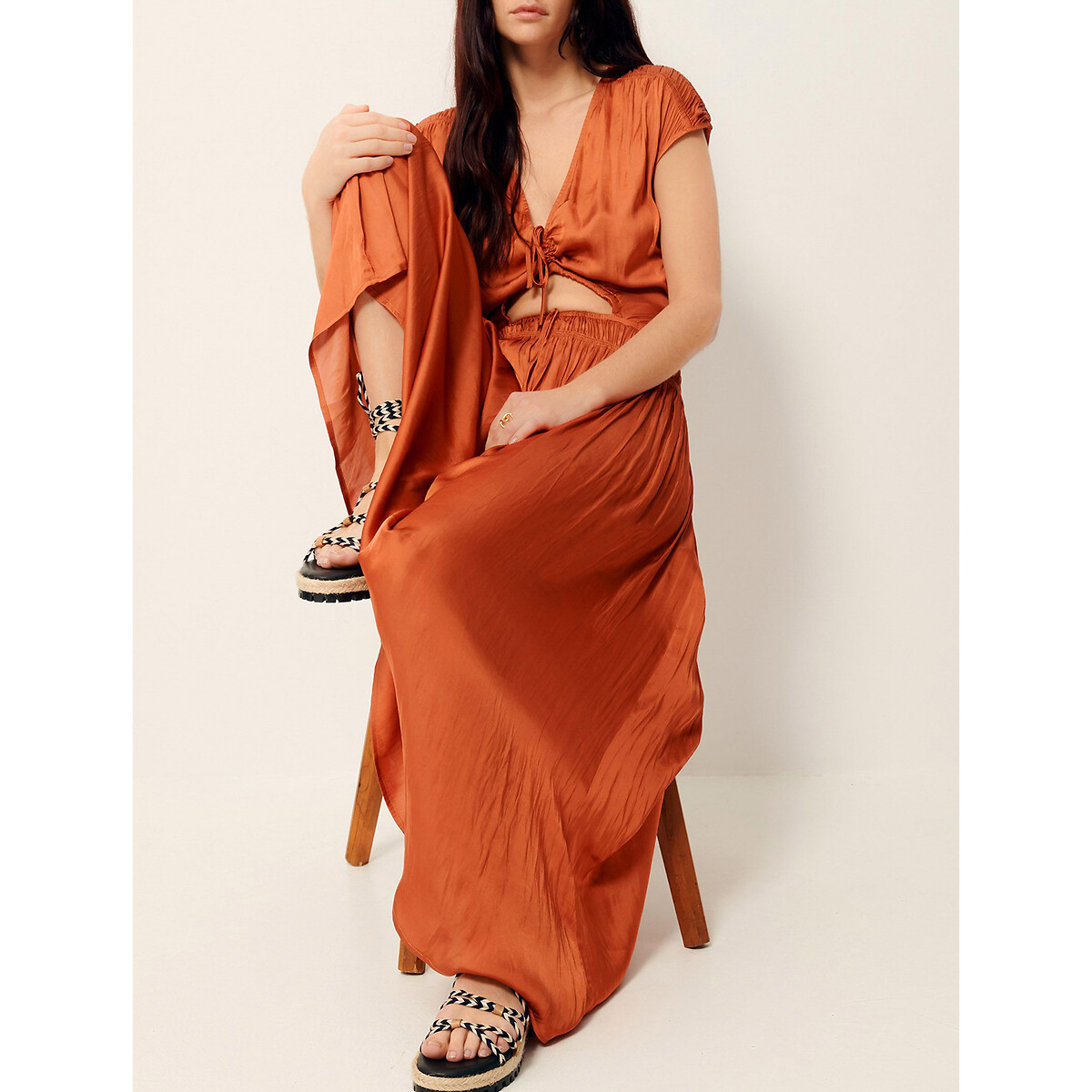 Robe longue en polyester VITTORIA rouille, SESSUN