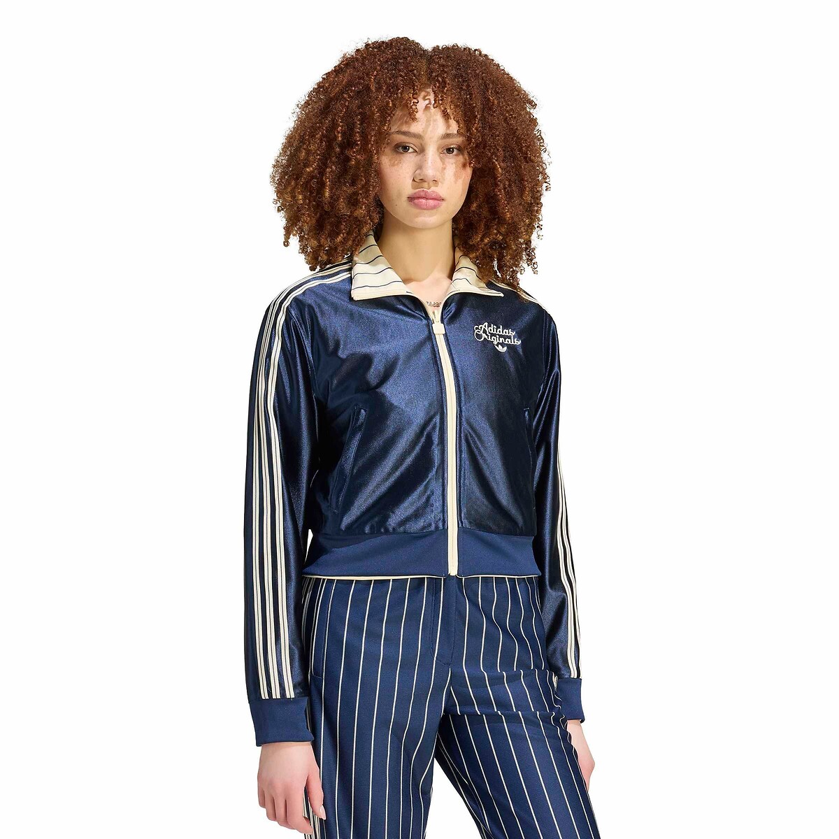 Veste zippée réversible FIREBIRD ecru/bleu, adidas Originals