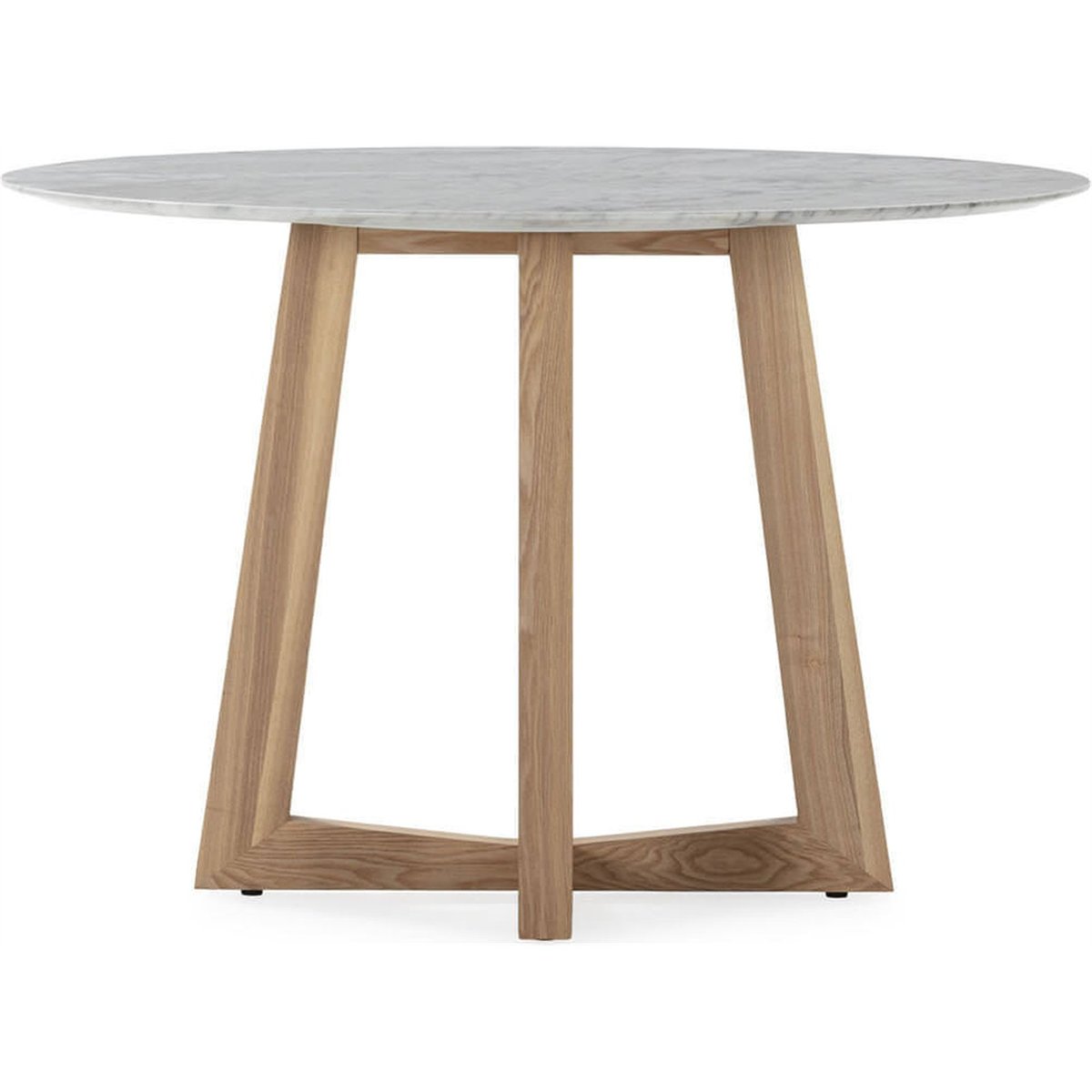 Table à manger ronde frêne et marbre naturel et blanc, RECOLLECTION