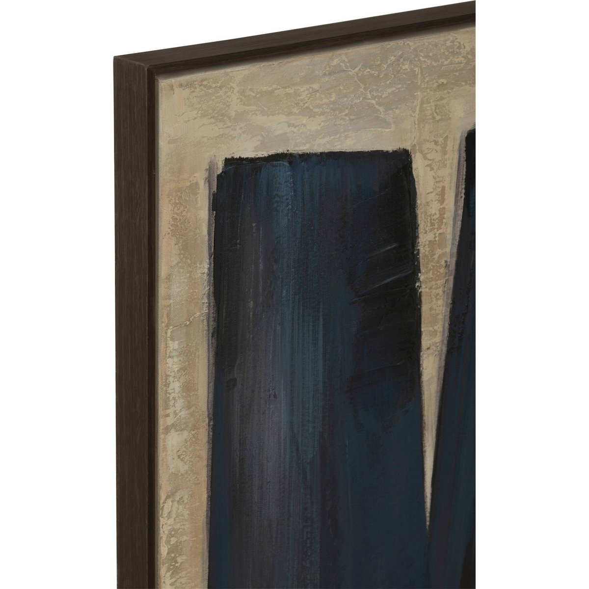 Tableau abstrait rectangulaire sur toile noir brun effet texturé, RECOLLECTION